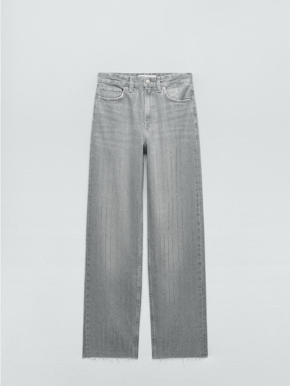 ZW Wide-Leg Jeans – Mid Rise with Jewelry Detail